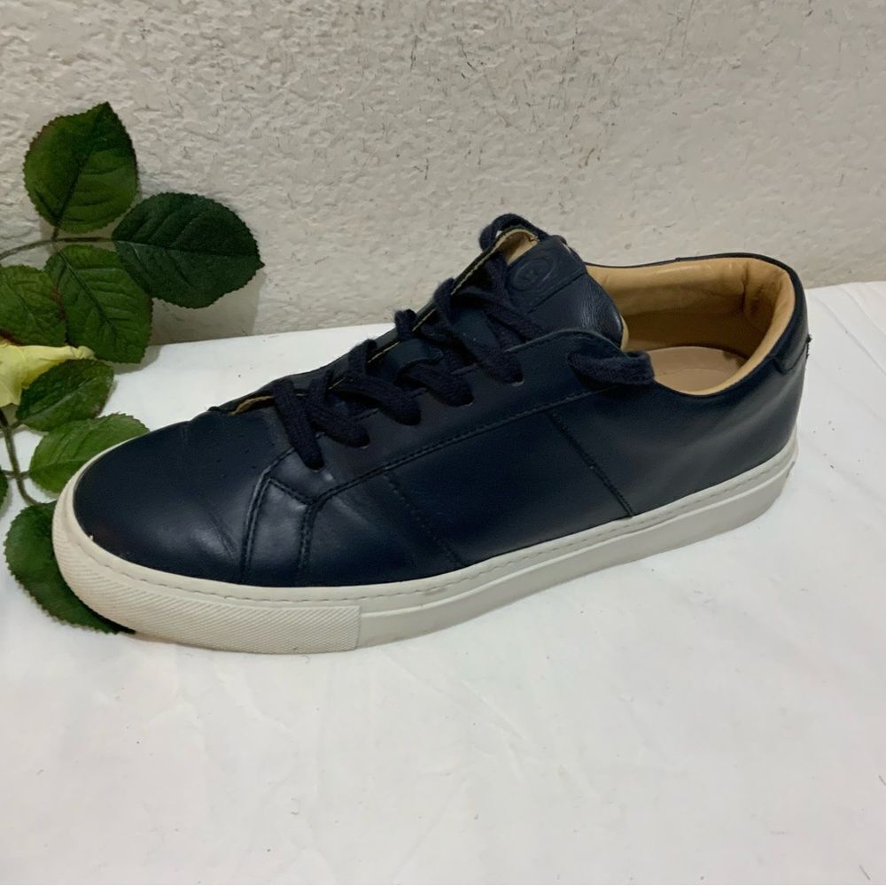 Greats Brooklyn Mens Blue Leather Low Top Casual Shoes Size 8.5 Made In Italy